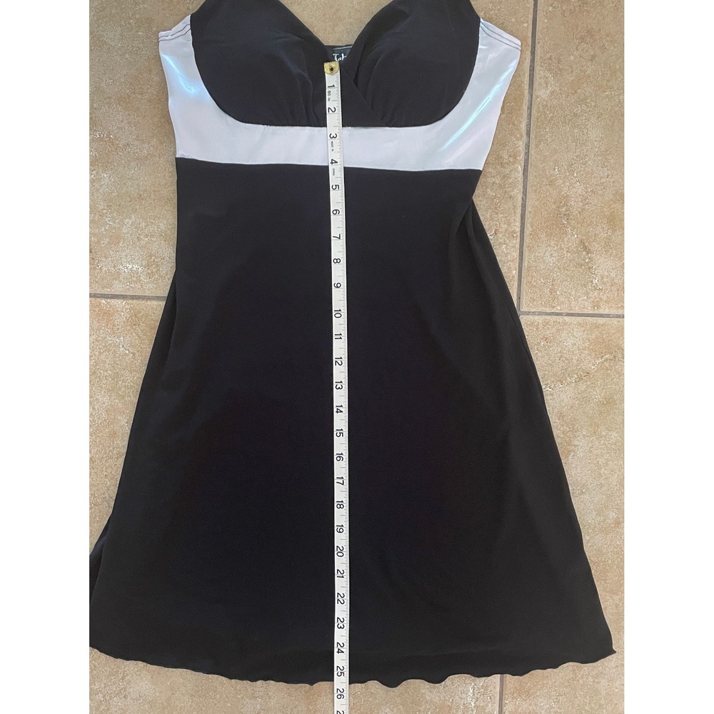 Vintage 90s Y2K Taboo Black & White Spaghetti Strap V Neck Mini Dress Size M - Picture 5 of 9